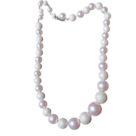 Vintage Japan Faux Pink & Pearl Necklace - Picture 4 of 4